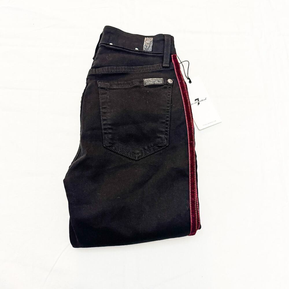 7 For All Mankind Blair High Waist Ankle Skinny Black Denim Jean Size 23 NWT$219
